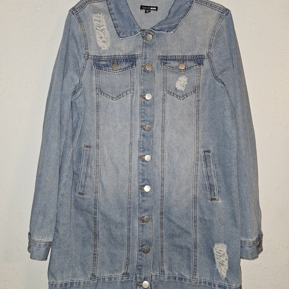 Fashion Nova Light Blue Denim Jacket - Picture 2 of 11